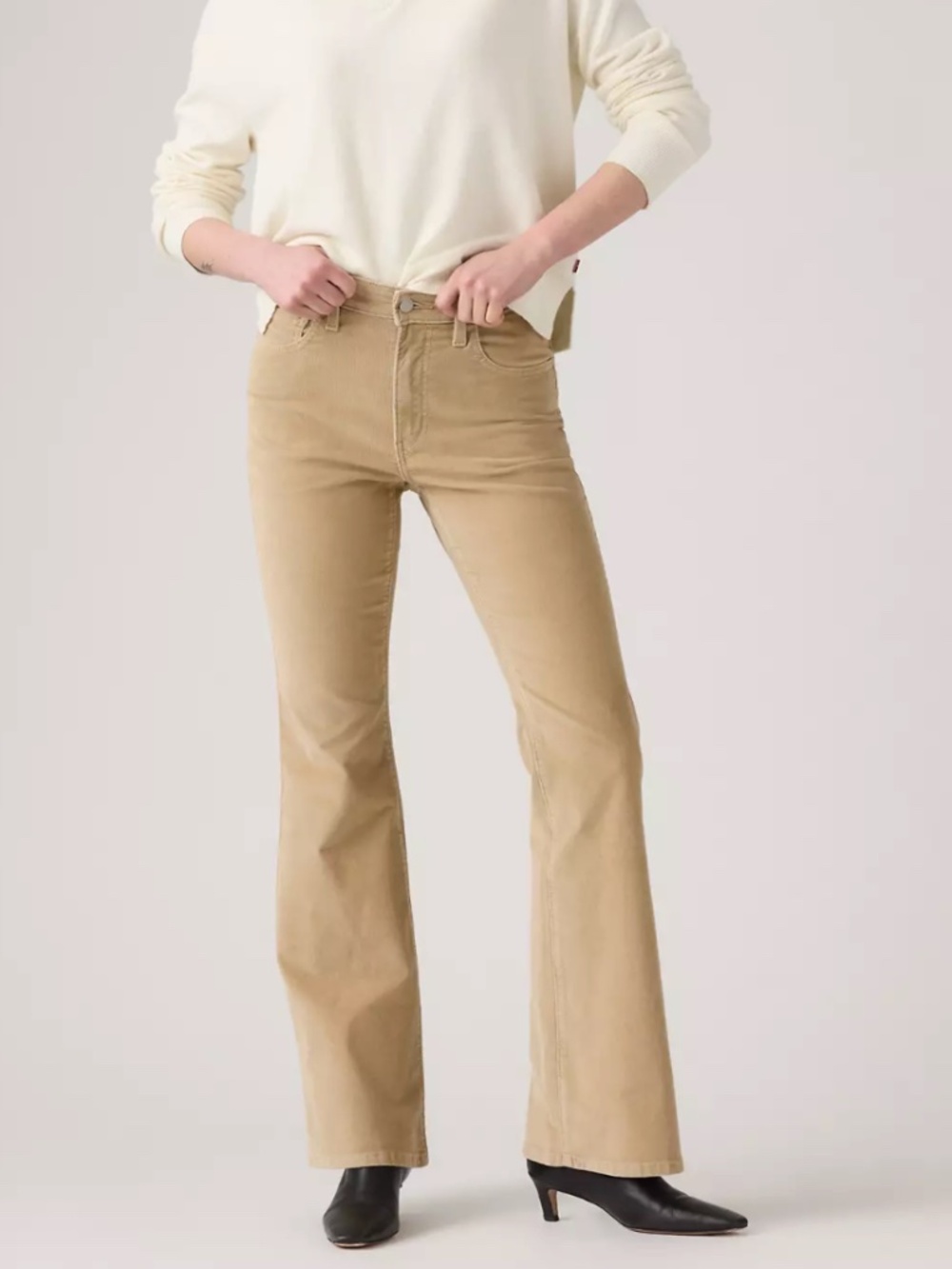 Levi's 726 High Rise Flare Jeans Corduroy Travertine Tan Size 26 New NWT